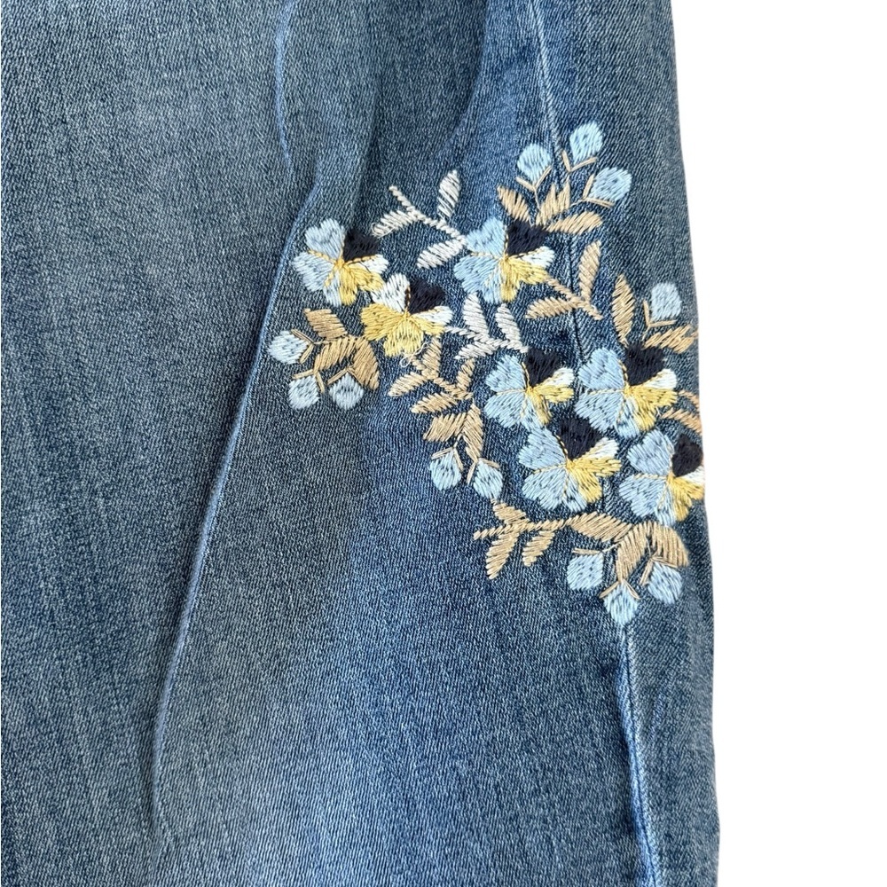 J. Jill Blue Straight Leg Jeans Floral Embroidery - Picture 3 of 7